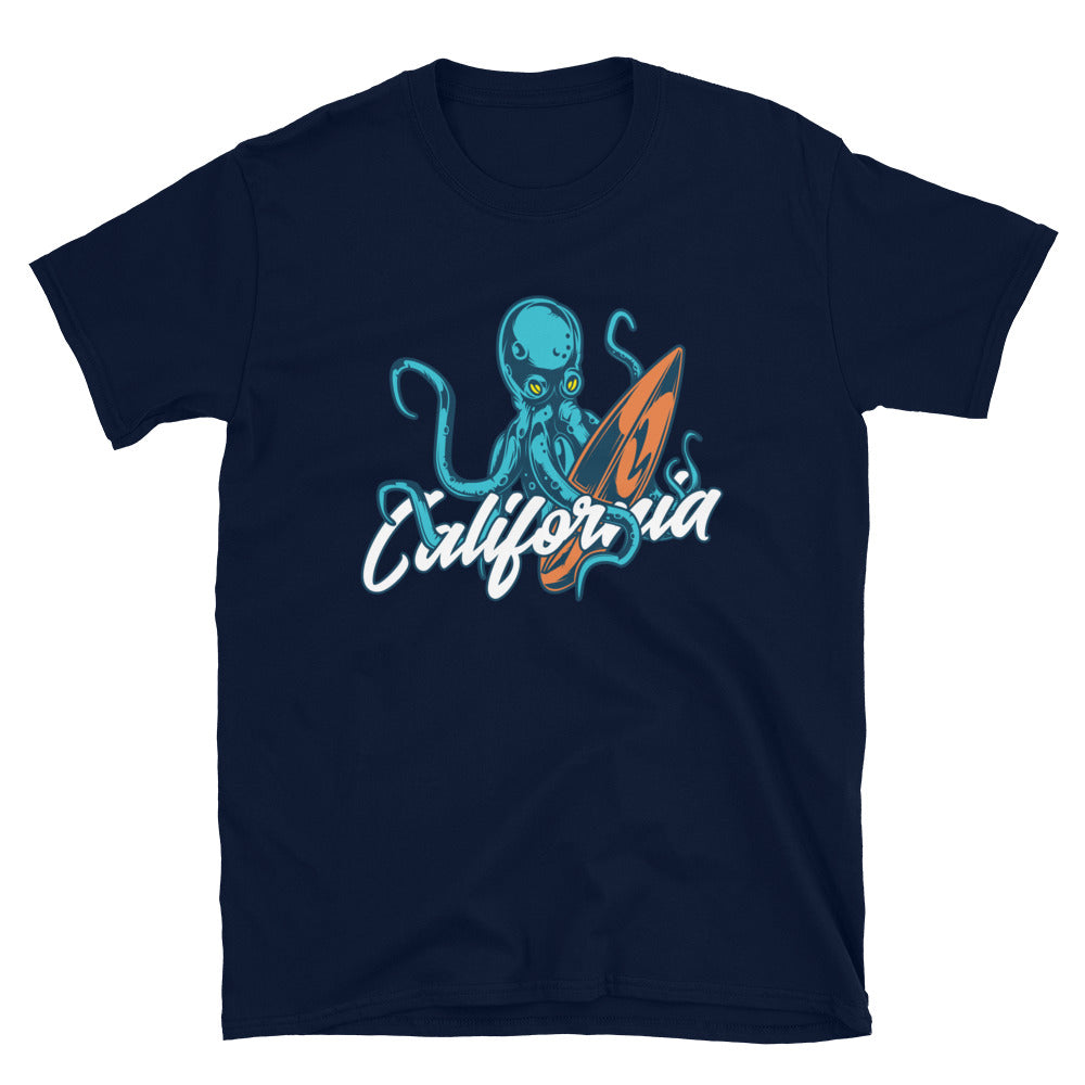 Angry Octopus California Surfer - Unisex T-Shirt - Captain Woody's Shirts & Beach Club