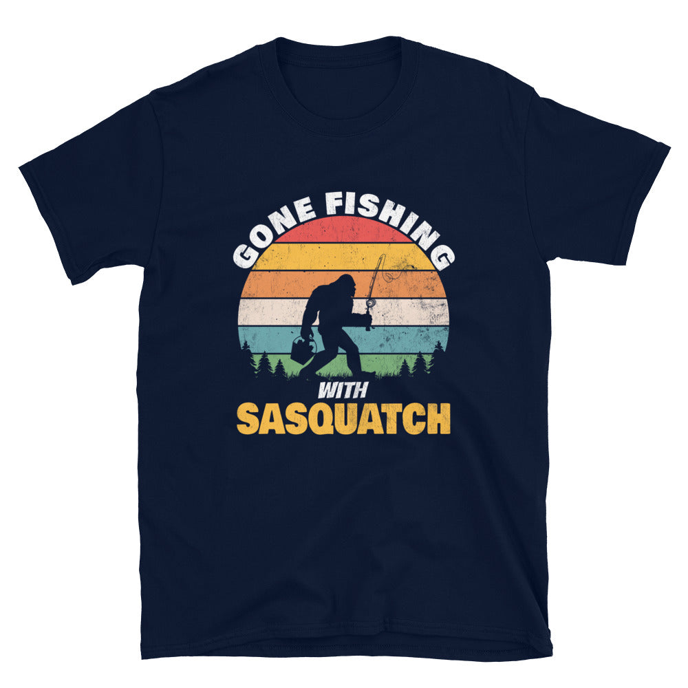 Gone Fishing with Sasquatch T-Shirt - Captain Woody's Shirts & Beach Club