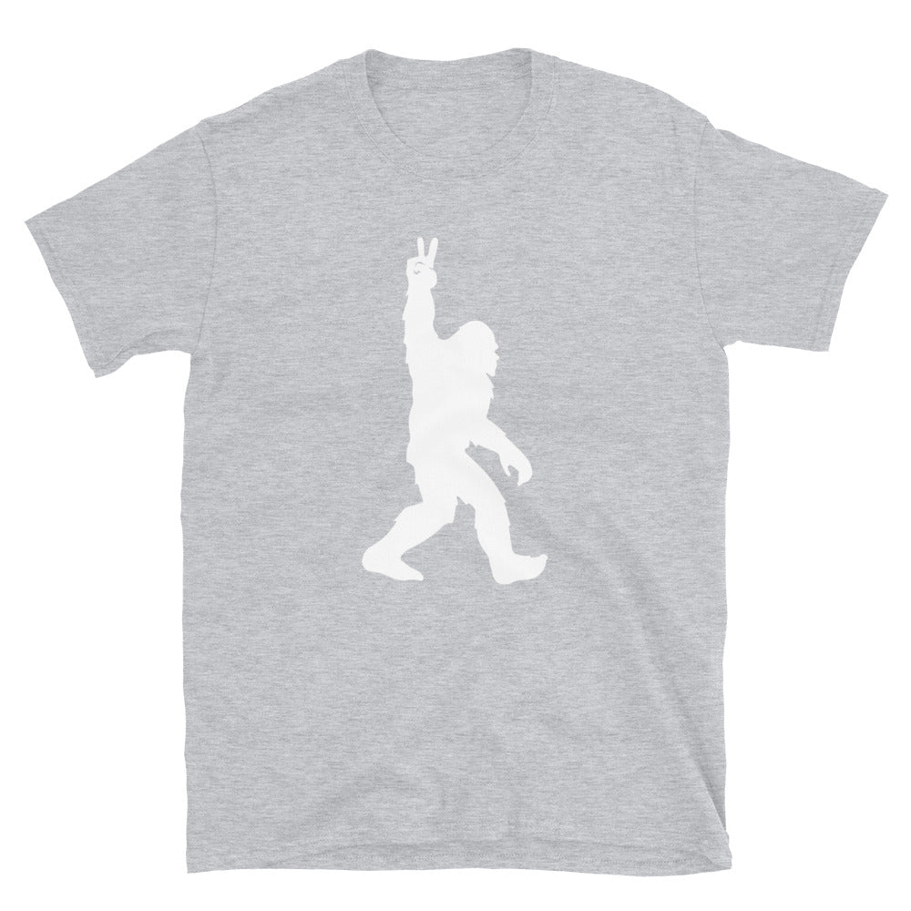 Bigfoot Flashing the Peace SIgn Unisex T-Shirt - Captain Woody's Shirts & Beach Club