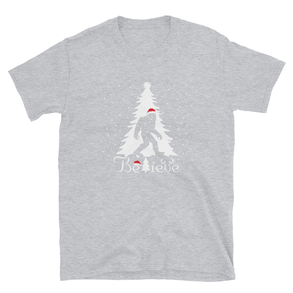 Christmas Sasquatch Believe T-Shirt for Bigfoot Believers - Captain Woody's Shirts & Beach Club
