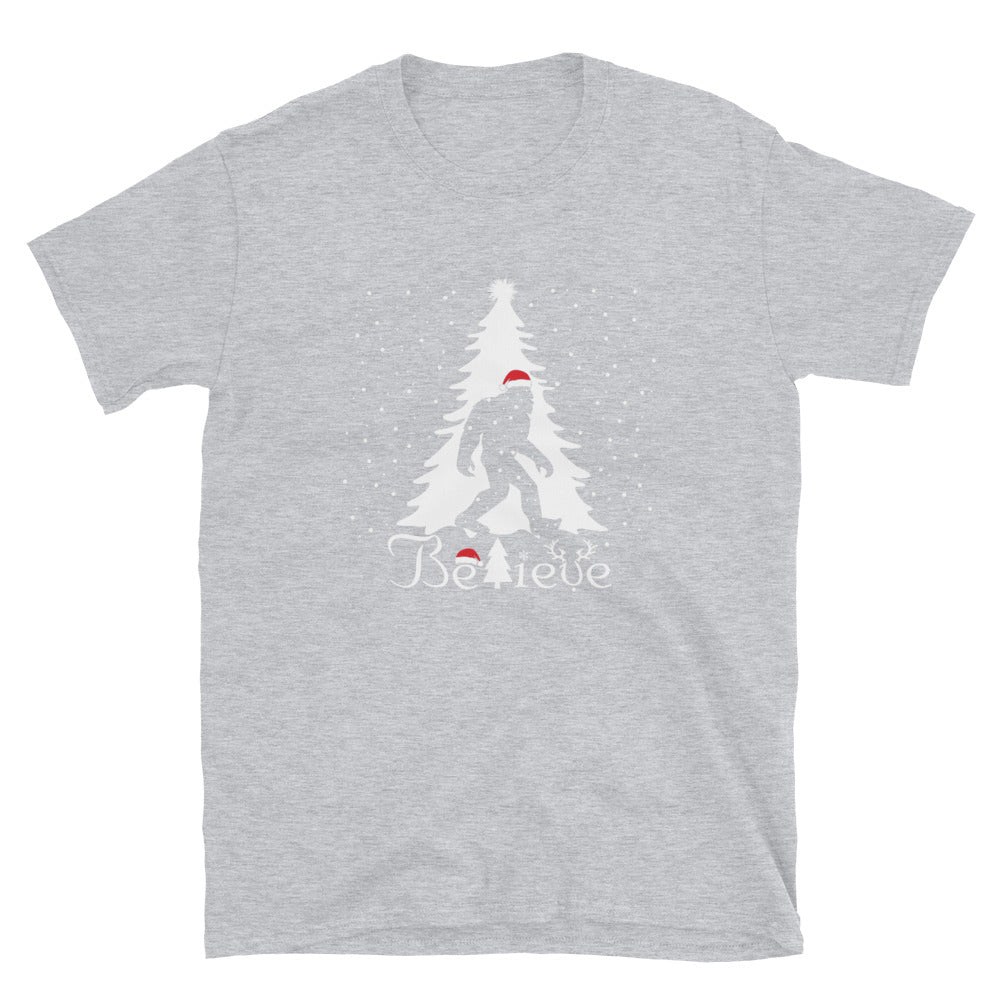 Christmas Sasquatch Believe T-Shirt for Bigfoot Believers