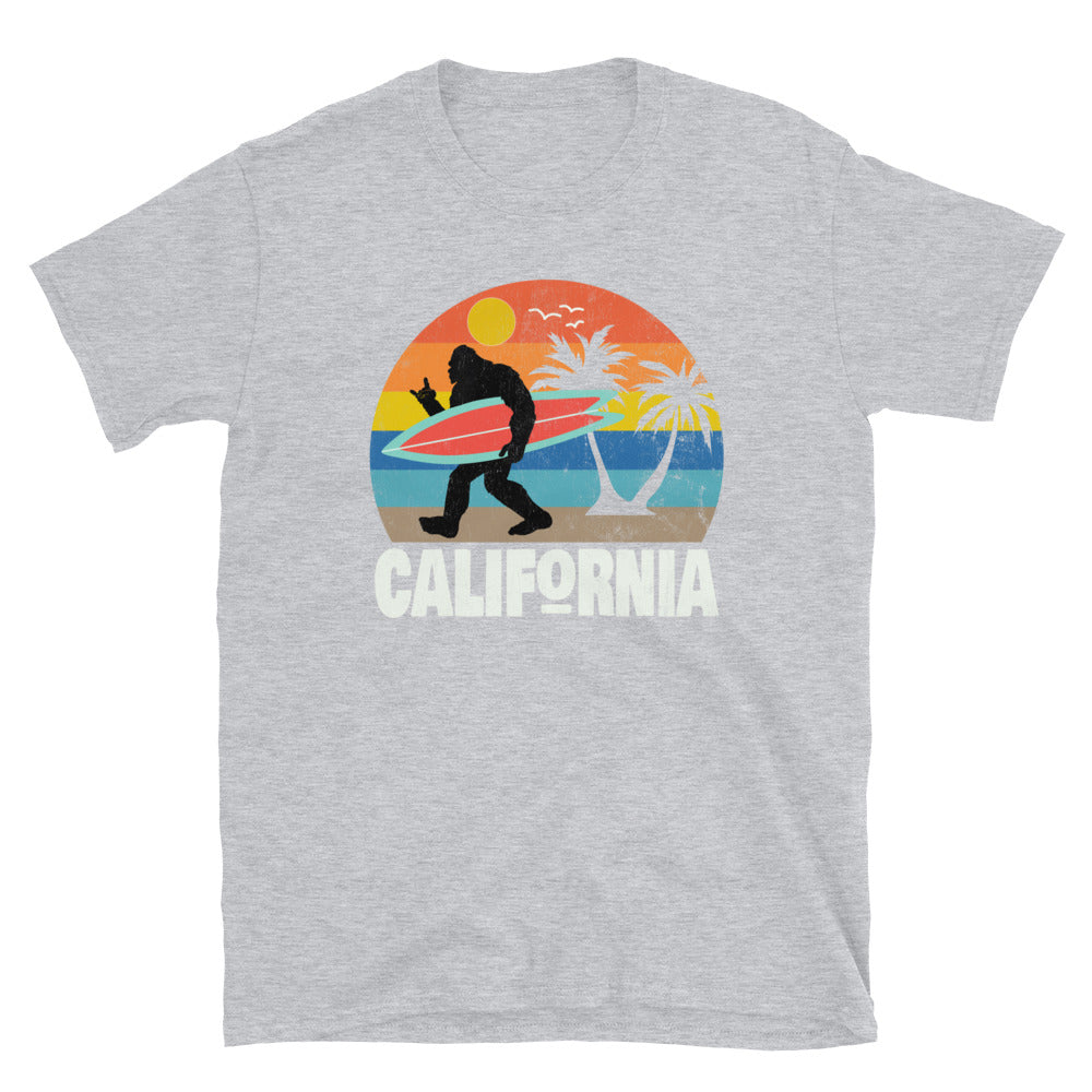 California Bigfoot Surfer Unisex T-Shirt - Captain Woody's Shirts & Beach Club