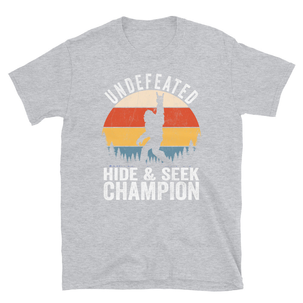 Vintage Distressed Sasquatch Undefeated Hide & Seek Champion Unisex T-Shirt - Captain Woody's Shirts & Beach Club