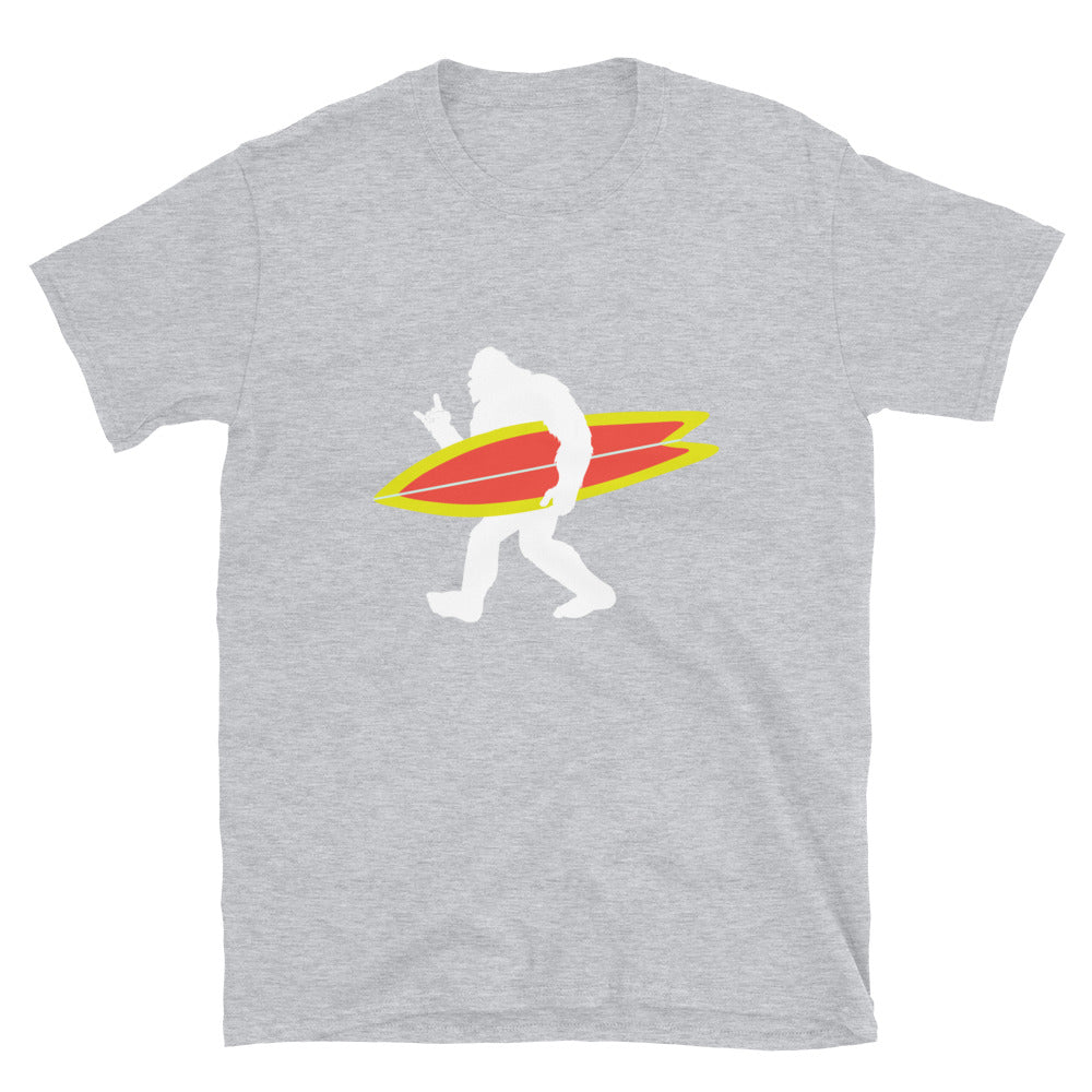 Cool Sasquatch Surfer, Funny Surfing Shirt, Rock and Roll Bigfoot - Unisex T-Shirt - Captain Woody's Shirts & Beach Club