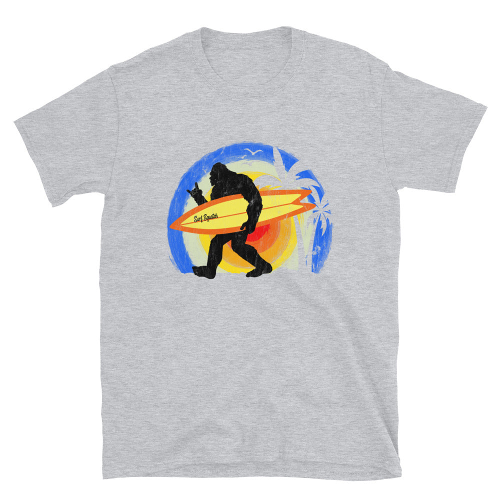 Surf Squatch, Funny Bigfoot Surfer - Unisex T-Shirt - Captain Woody's Shirts & Beach Club