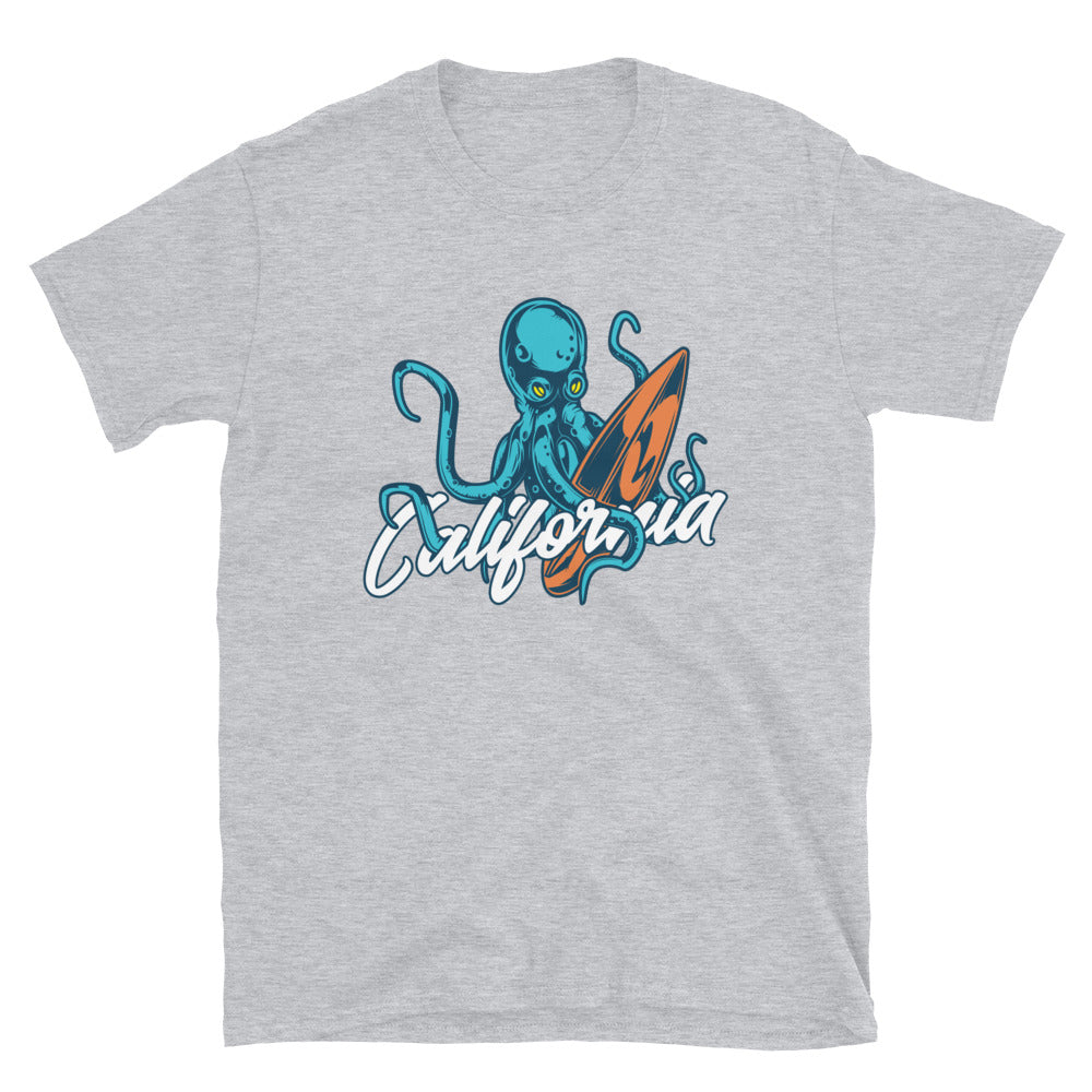Angry Octopus California Surfer - Unisex T-Shirt - Captain Woody's Shirts & Beach Club