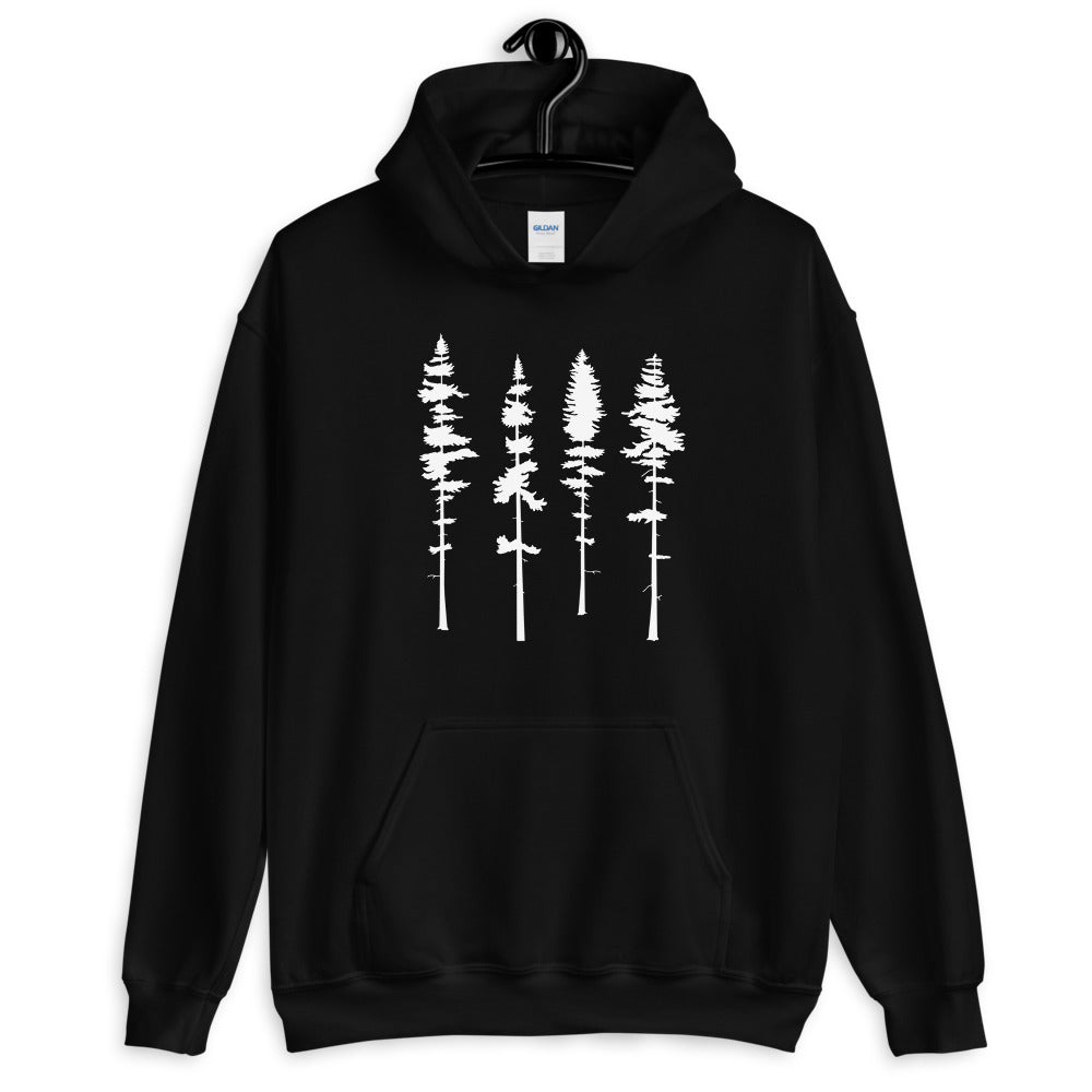 Skinny Pine Tree Hoodie for Men and Women Hiking Camping Sweatshirts Mountains Wanderlust Shirts - Captain Woody's Shirts & Beach Club