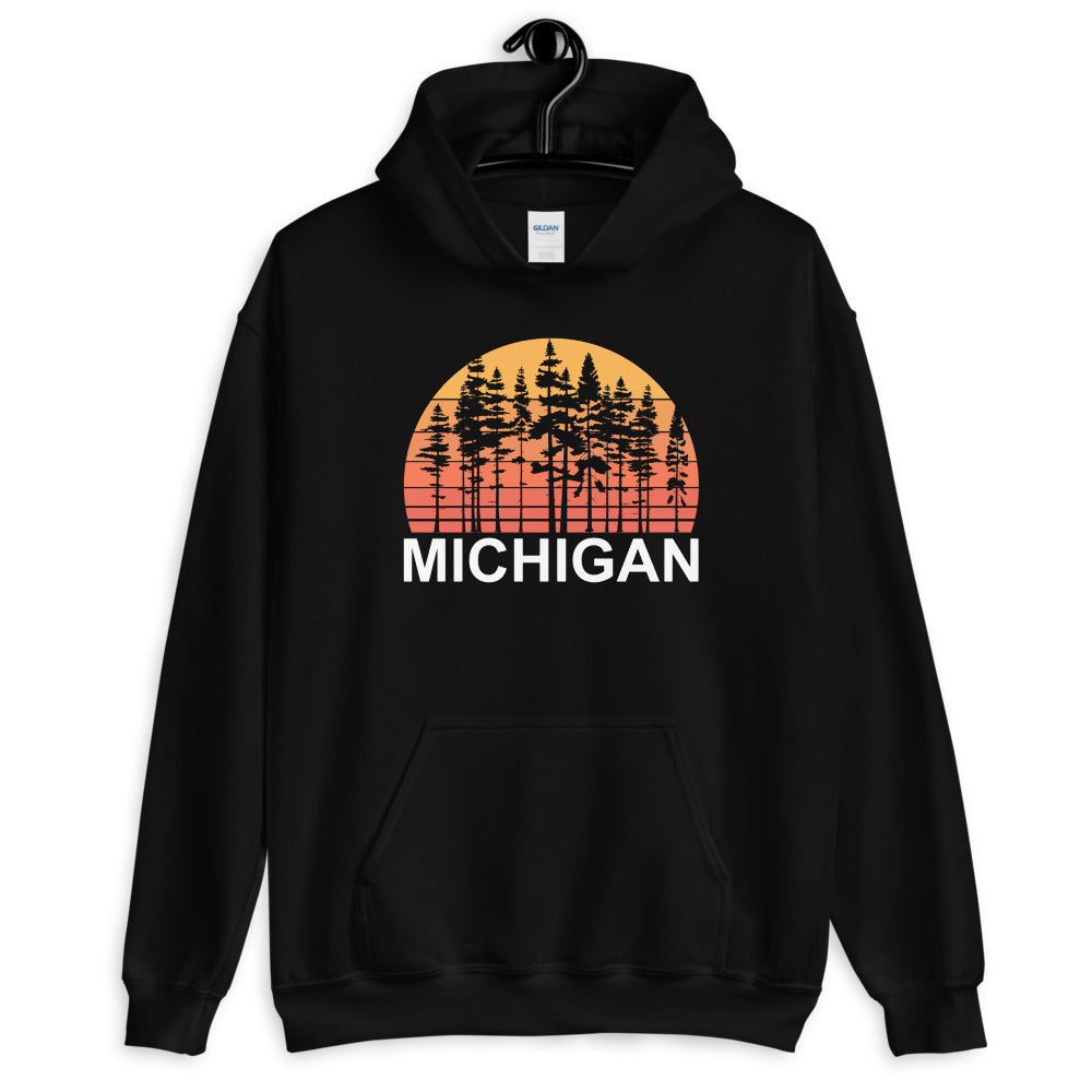 Pine Tree Sunset Michigan Hoodie - Captain Woody's Shirts & Beach Club