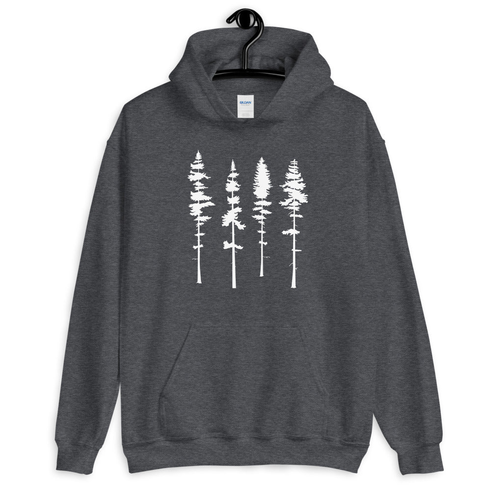 Skinny Pine Tree Hoodie for Men and Women Hiking Camping Sweatshirts Mountains Wanderlust Shirts - Captain Woody's Shirts & Beach Club