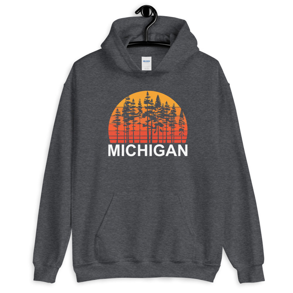 Pine Tree Sunset Michigan Hoodie - Captain Woody's Shirts & Beach Club