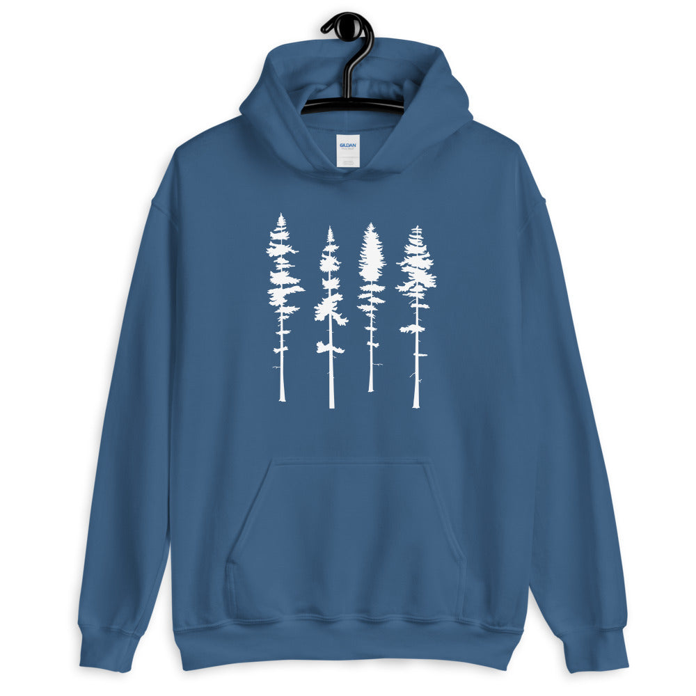 Skinny Pine Tree Hoodie for Men and Women Hiking Camping Sweatshirts Mountains Wanderlust Shirts - Captain Woody's Shirts & Beach Club
