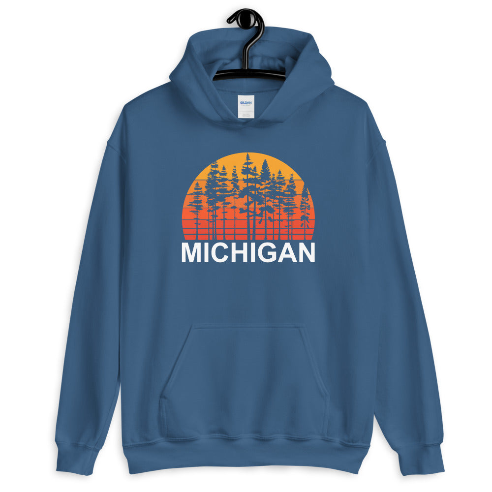 Pine Tree Sunset Michigan Hoodie - Captain Woody's Shirts & Beach Club