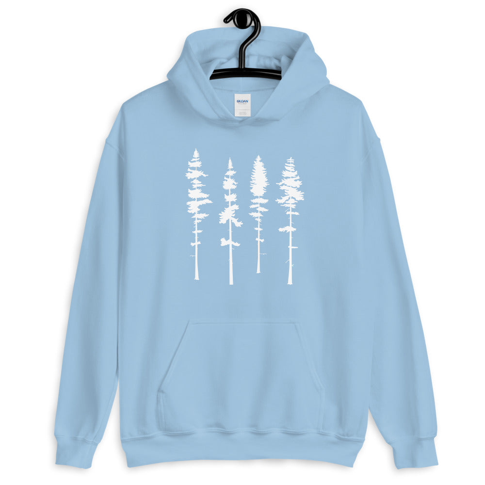 Skinny Pine Tree Hoodie for Men and Women Hiking Camping Sweatshirts Mountains Wanderlust Shirts - Captain Woody's Shirts & Beach Club