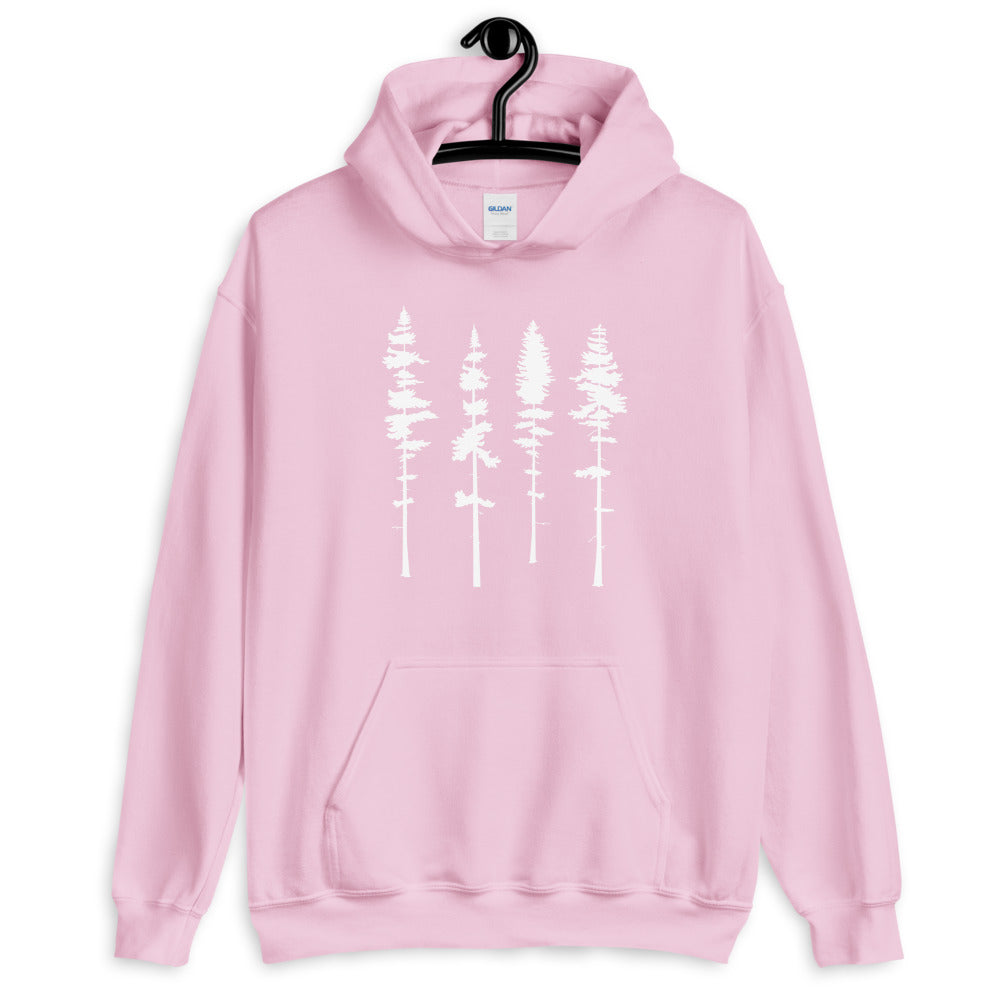 Skinny Pine Tree Hoodie for Men and Women Hiking Camping Sweatshirts Mountains Wanderlust Shirts - Captain Woody's Shirts & Beach Club