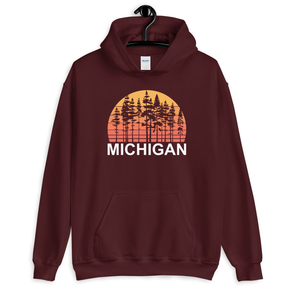Pine Tree Sunset Michigan Hoodie - Captain Woody's Shirts & Beach Club