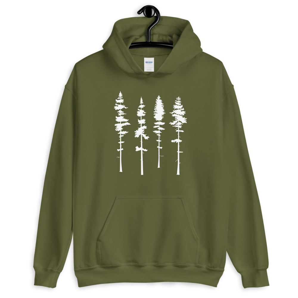 Skinny Pine Tree Hoodie for Men and Women Hiking Camping Sweatshirts Mountains Wanderlust Shirts