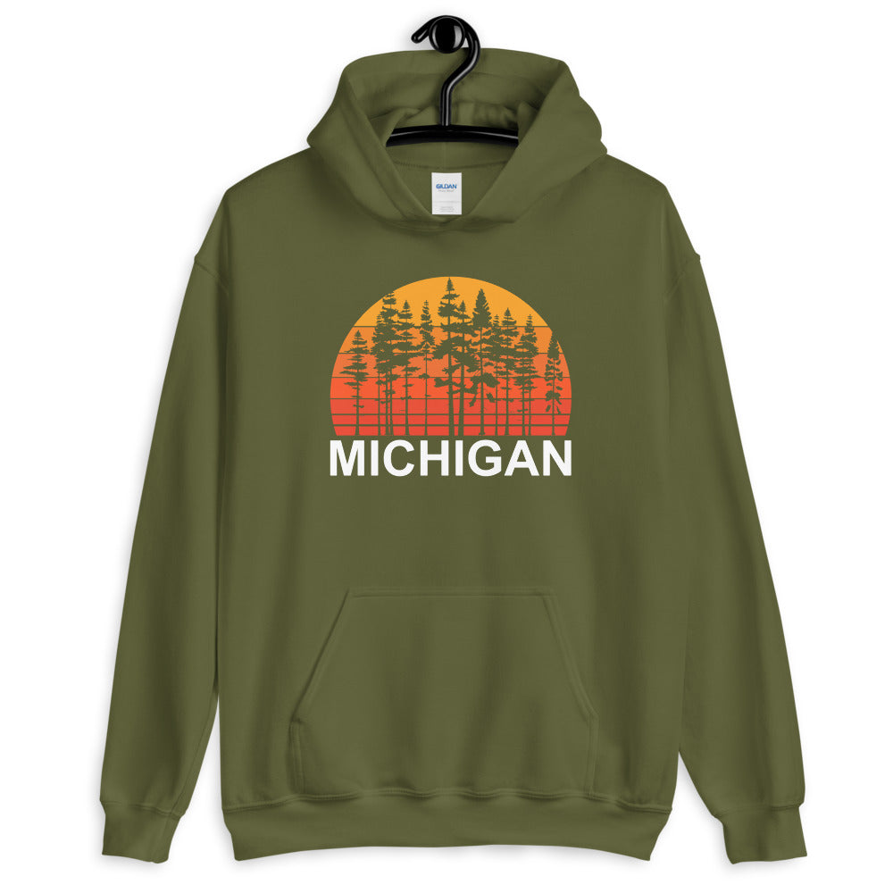 Pine Tree Sunset Michigan Hoodie - Captain Woody's Shirts & Beach Club