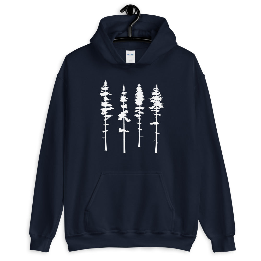 Skinny Pine Tree Hoodie for Men and Women Hiking Camping Sweatshirts Mountains Wanderlust Shirts - Captain Woody's Shirts & Beach Club