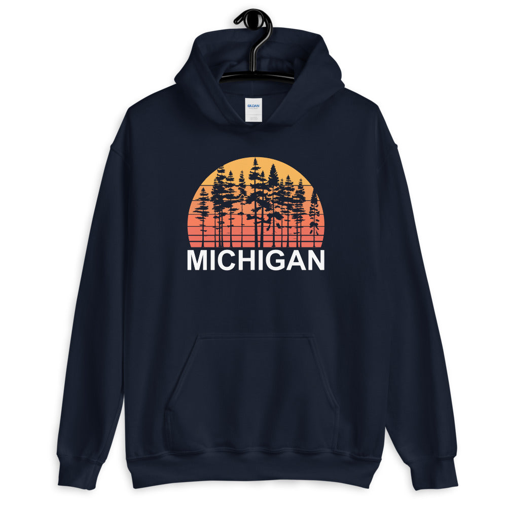 Pine Tree Sunset Michigan Hoodie - Captain Woody's Shirts & Beach Club