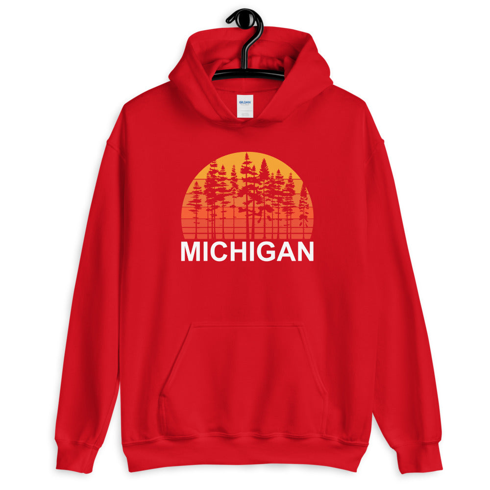 Pine Tree Sunset Michigan Hoodie - Captain Woody's Shirts & Beach Club