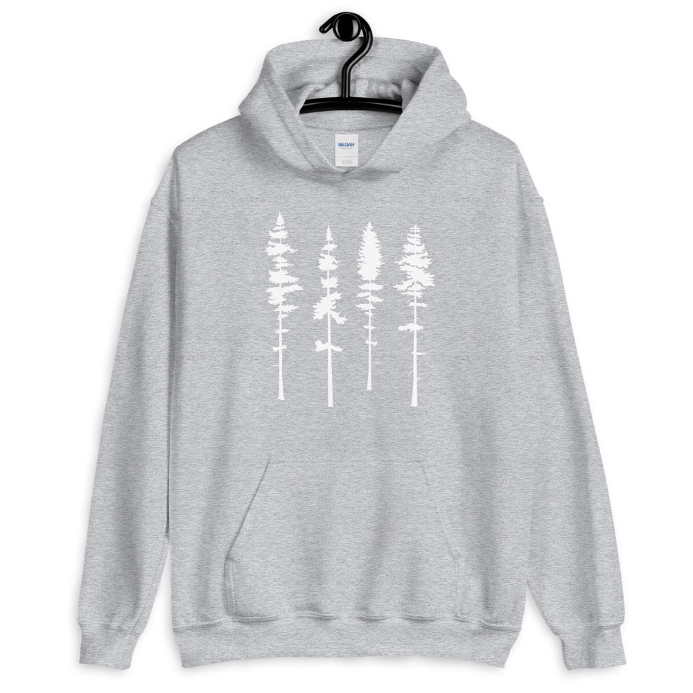 Skinny Pine Tree Hoodie for Men and Women Hiking Camping Sweatshirts Mountains Wanderlust Shirts - Captain Woody's Shirts & Beach Club
