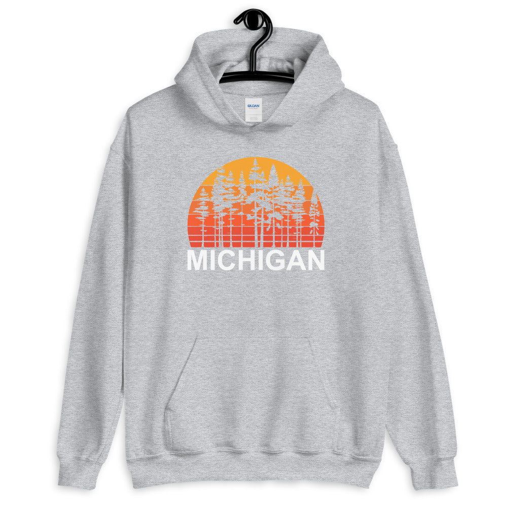 Pine Tree Sunset Michigan Hoodie - Captain Woody's Shirts & Beach Club